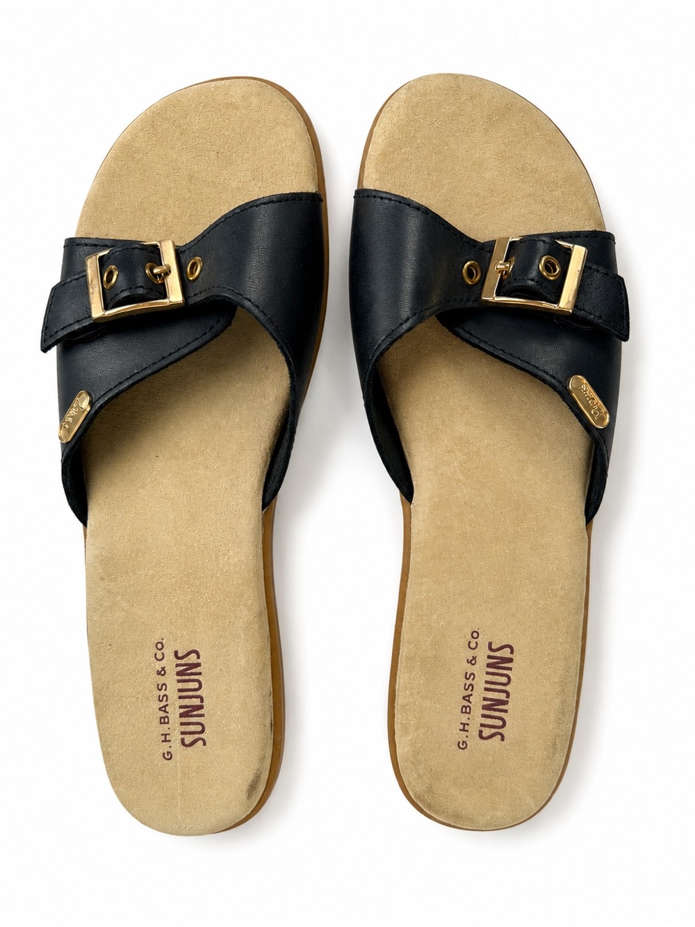 G.H. Bass Sunjuns Safina Leather Buckle Slide Sandals 9M Preppy Coastal Boho